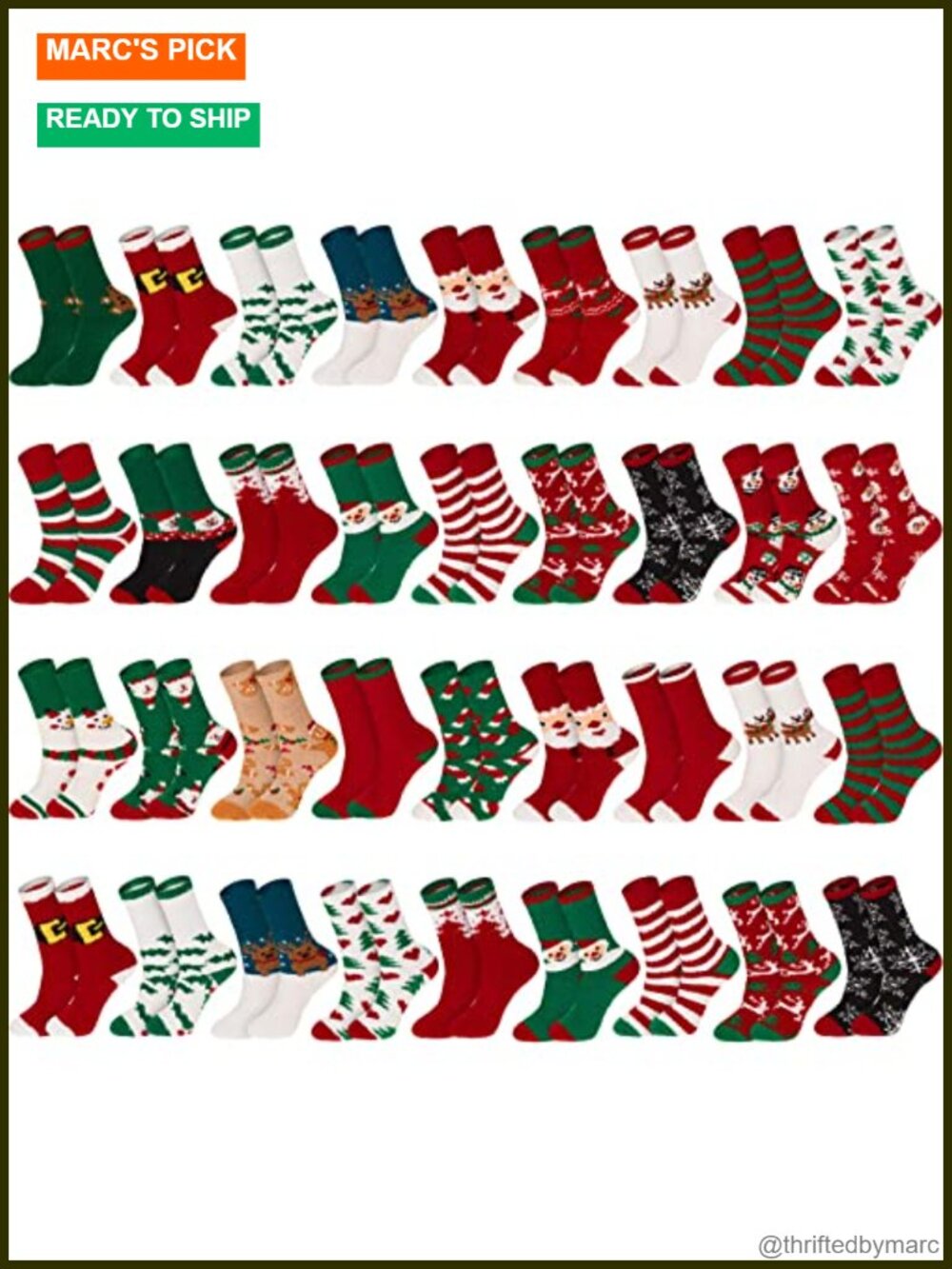 Fuzzy Christmas Crew Socks 36 Pairs Combed Cotton Warm Holiday Slipper